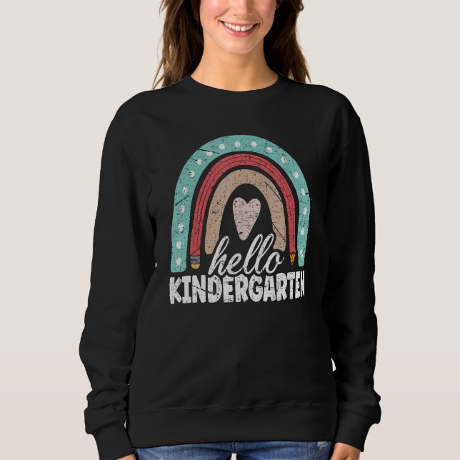 2024 Back To School Hello Kindergarten Teacher Rai Sweatshirt (Front)