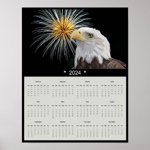2024 Bald Eagle Wall Calendar Poster