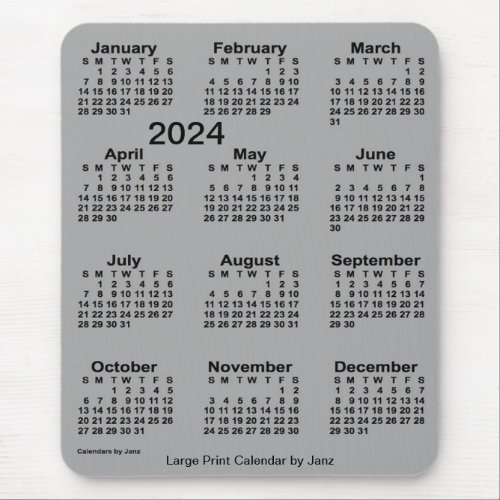 2024 Battleship Gray Large Print Calendar by Janz Mouse Pad