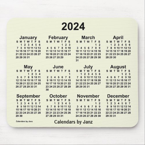 2024 Beige Calendar by Janz Mouse Pad