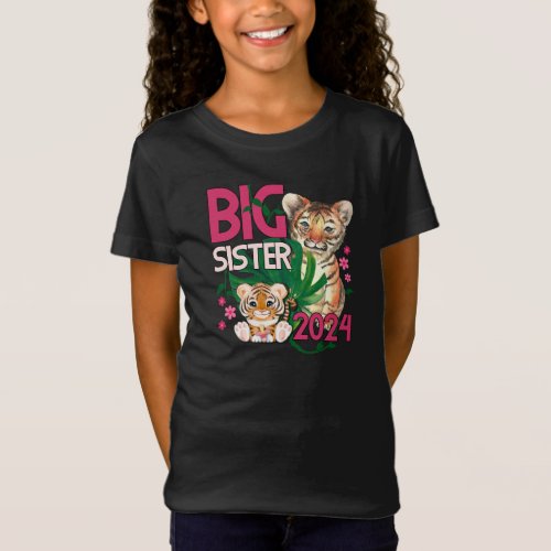 2024 Big Sister _ Tropical Jungle Tiger T_Shirt