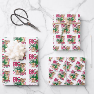 2024 Big Sister - Tropical Jungle Tiger Wrapping Paper Sheets