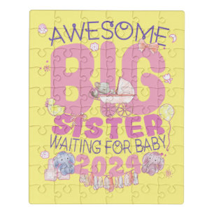 2024 Big Sister Waiting for New Baby Jigsaw Puzzle