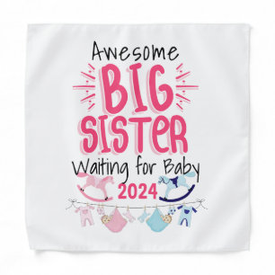 2024 Big Sister Waiting for New Baby Sibling Bandana