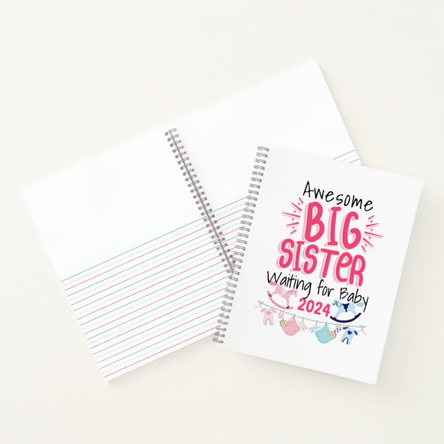 2024 Big Sister Waiting for New Baby Sibling Notebook (Inside)