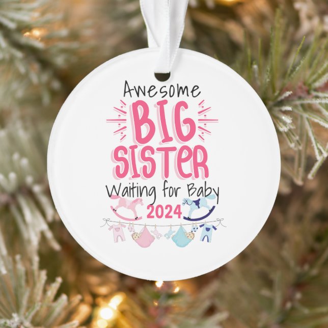 2024 Big Sister Waiting for New Baby Sibling Ornament (Tree)