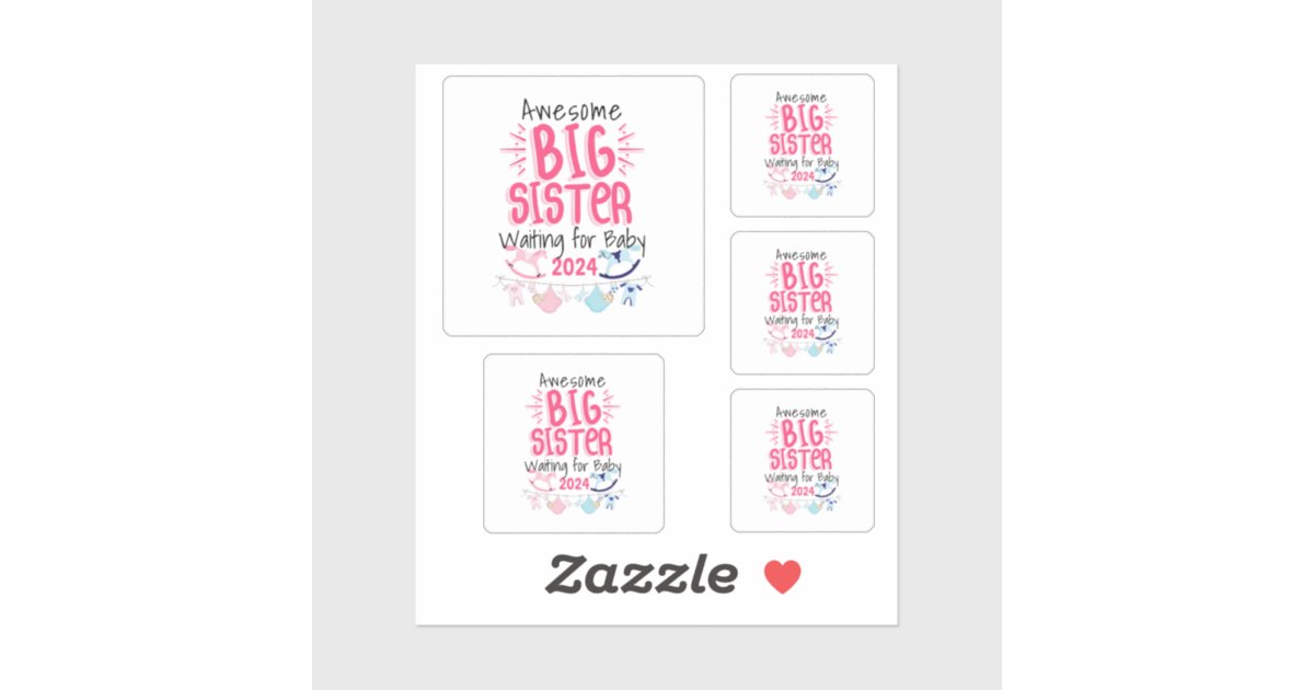 Siblings Sticker 2024 Big Sister Waiting for New Baby Sibling Sticker | Zazzle