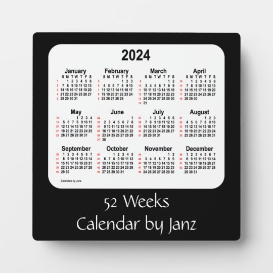 2024 Black 52 Weeks Calendar by Janz Plaque