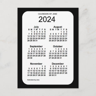 2024 Black 6 Month Mini Calendar by Janz Postcard