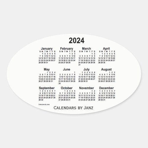 2024 Black and White Calendar by Janz Oval Sticker