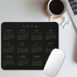 2024 Black Gold Full Year Calendar Home Office Mouse Pad<br><div class="desc">Custom,  beautiful elegant faux gold script typography on black,  yearly 2024 full year calendar,  dust and stain resistant mousepad with non-slip back,  for home and office. Makes a great custom gift for friends,  family,  peers,  co-workers,  employee,  staff,  for holidays,  christmas,  new years.</div>