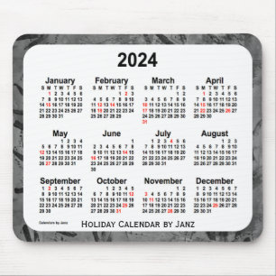 2024 Black Holiday Art Calendar by Janz Mouse Pad