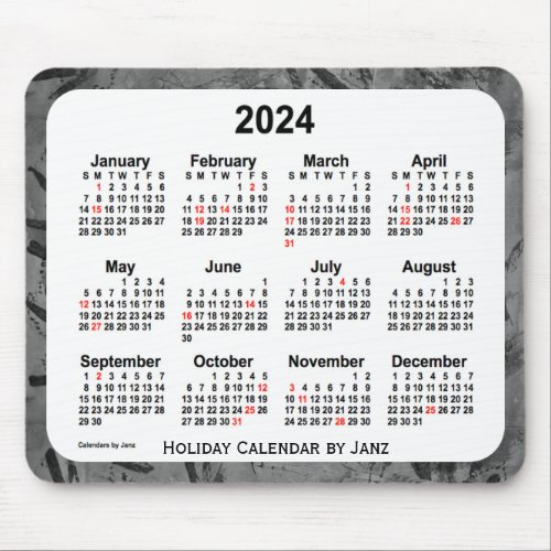 2024 Black Holiday Art Calendar by Janz Mouse Pad