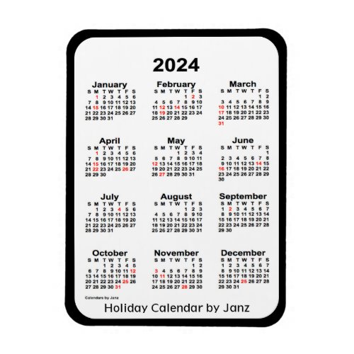 2024 Black Holiday Calendar by Janz Magnet