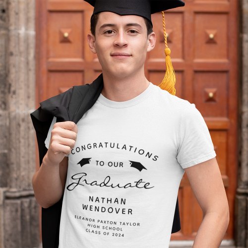 2024 Black Script Caps Graduation T_Shirt