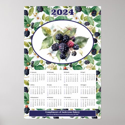 2024 Blackberries Custom Calendar  Poster