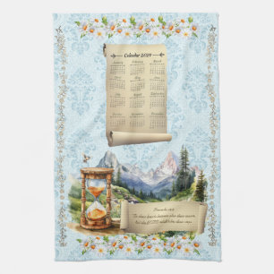 2024 Blue Calendar Towel Alps Mountains Proverbs