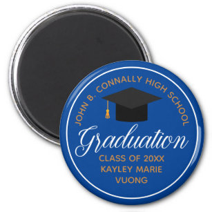 2024 Blue Gold Graduation Party Custom Keepsake Magnet