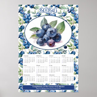 2024 Blueberries Custom Calendar Poster