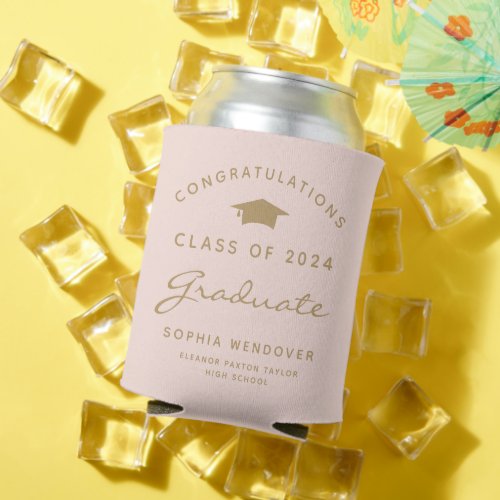 2024 Blush Gold Graduation Can Cooler