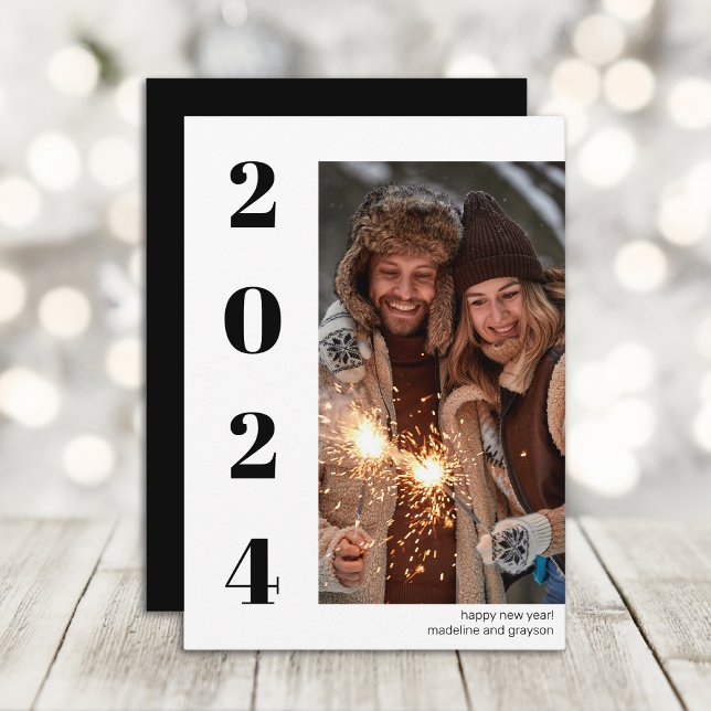 2024 Bold Happy New Year Photo Holiday Card (Creator Uploaded)