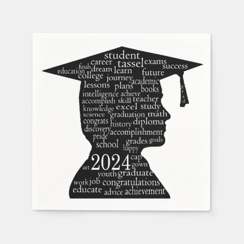 2024 Boy Graduate on White  Napkins