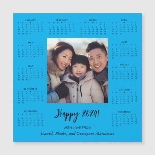 2024 Bue Magnetic Photo Calendar Holiday Card 