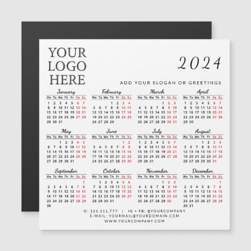 2024 Business Calendar Magnet With Logo Simple