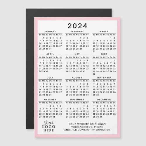 2024 Business Logo Calendar Fridge Magnetic Card