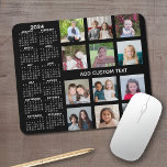 2024 Calendar - 12 photo collage - black Mouse Pad<br><div class="desc">A 2024 calendar with a place for 12 photos. You can add a name,  monogram or other custom text. The calendar is uncluttered and easy to read. You can change the background color if you click on the customize link and go to the advanced design area.</div>