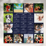 2024 Calendar 12 Photo Personalized Navy Blue Poster<br><div class="desc">Featuring a useful 2024 calendar,  you can personalize it with your 12 special photos,  one for each month,  and family name to create a perfect new year gift. Designed by Thisisnotme©</div>