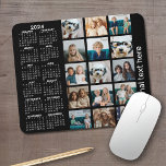 2024 Calendar - 15 photo collage black Mouse Pad<br><div class="desc">A 2024 calendar with a place for 15 photos. For best results,  crop your photos into squares before uploading. You can change the background color if you click on the customize area and choose a different color. The calendar is uncluttered and easy to read.</div>