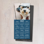 2024 Calendar 1 Photo Collage - Can Edit navy<br><div class="desc">Navy and White with 1 Photo -- Add your picture to this fun full year calendar - perfect to use in your kitchen or home office. A minimal,  basic 12 month calendar with a solid color background.</div>