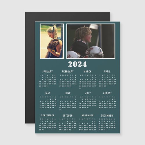 2024 Calendar 2 Photo Collage Magnet Card