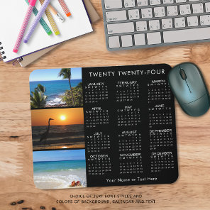 2024 Calendar 3 Photo Personalized Black Mouse Pad