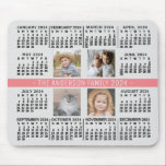 2024 Calendar 4 Custom Photo Name Gray Coral Black Mouse Pad<br><div class="desc">These simply modern 2024 calendar mousepads include a yearly calendar in bold black. The center includes a coral-pink stripe for your custom text, and an easy template for 4 of your Instagram-style square photos. The "background color" is light gray. You can customize further to change it (and the coral stripe)...</div>