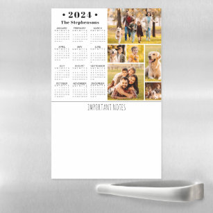  2024 Calendar 6 Photo Collage Personalized Magnetic Dry Erase Sheet