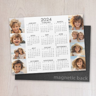 2024 Calendar - 8 Photos - Basic Grey White Magnet