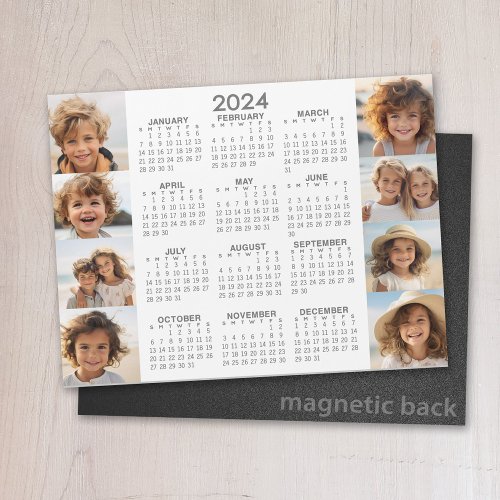 2024 Calendar _ 8 Photos _ Basic Grey White Magnet