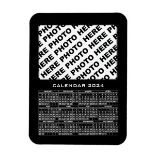 2024 Calendar Add 1 Photos Magnet Black