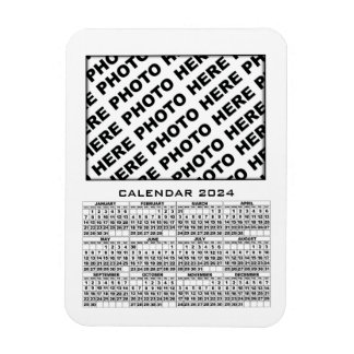 2024 Calendar Add 1 Photos Magnet White