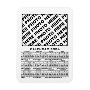 2024 Calendar Add 1 Photos Magnet White by pixibition at Zazzle