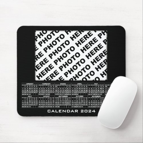 2024 Calendar Add 1 Photos Mousepad Black