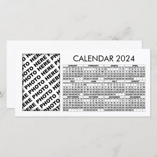 2024 Calendar Add 1 Vertical Photo Card