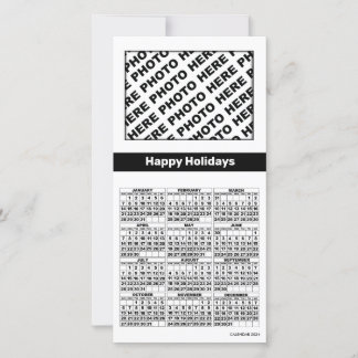 2024 Calendar Add 4 Photos Card Simple Black White