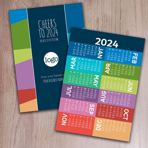 2024 Calendar Add Business Logo _ funky colorful Holiday Card