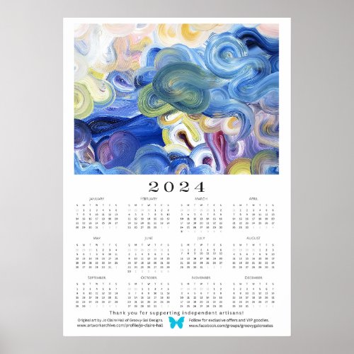 2024 Calendar Art Print Tumultuous Abstract Art