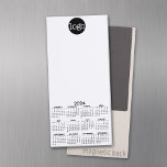 2024 Calendar - Basic Black White Minimal Magnetic Notepad<br><div class="desc">A very useful item for school or home office. A standard look for your home office or school locker. This shows a full year view of all dates.</div>