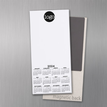 2024 Calendar - Basic Black White Minimal Magnetic Notepad by BusinessStationery at Zazzle