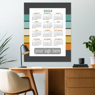 2024 Calendar - Basic Black White Minimal Poster